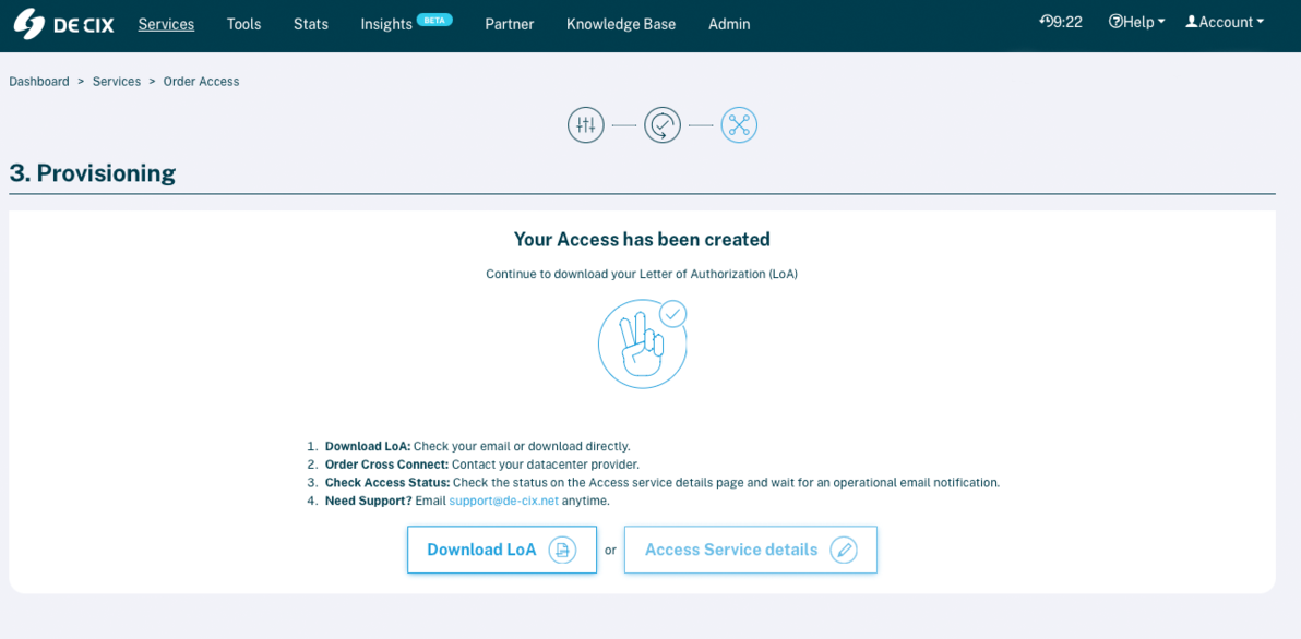 Portal access orders