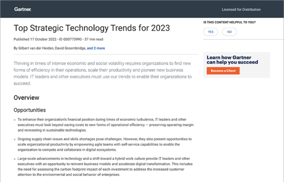Gartner top strategic tech trends 2023